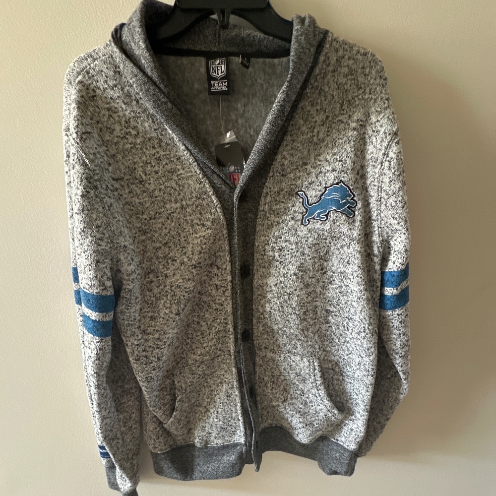 NWT Men’s sz L NFL Detroit lions cardigan sweater